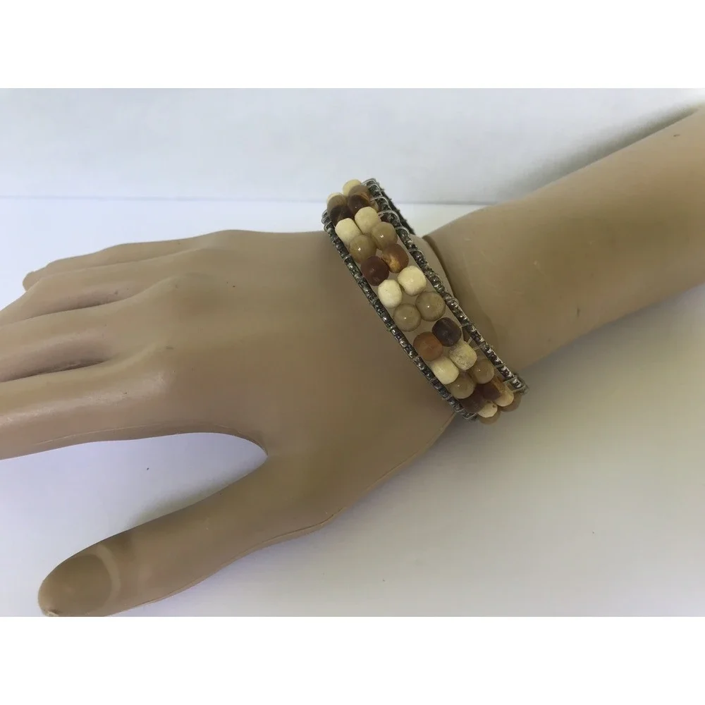 Bracelet smaller wrist bangle bracelet brown beige‎ beads beach look